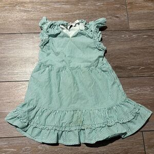 Vineyard Vines Green Striped Ruffle Dress
